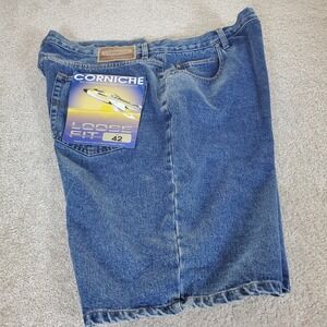 Corniche Men's Denim Shorts Size 42 Blue Loose Fit NWTGS